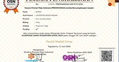 Selamat atas Prestasi Membanggakan mahasiswa Pendidikan Fisika Departemen Fisika meraih Medali Emas di bidang Fisika pada ajang Olimpiade Sains Nusantara (OSN) Tingkat Nasional 2024.