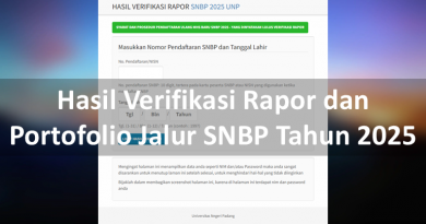 Hasil Verifikasi Rapor dan Portofolio Jalur SNBP Tahun 2025